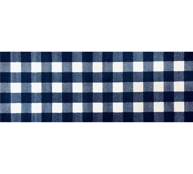 2' X 6' Navy and White Buffalo Plaid Washable Runner Rug