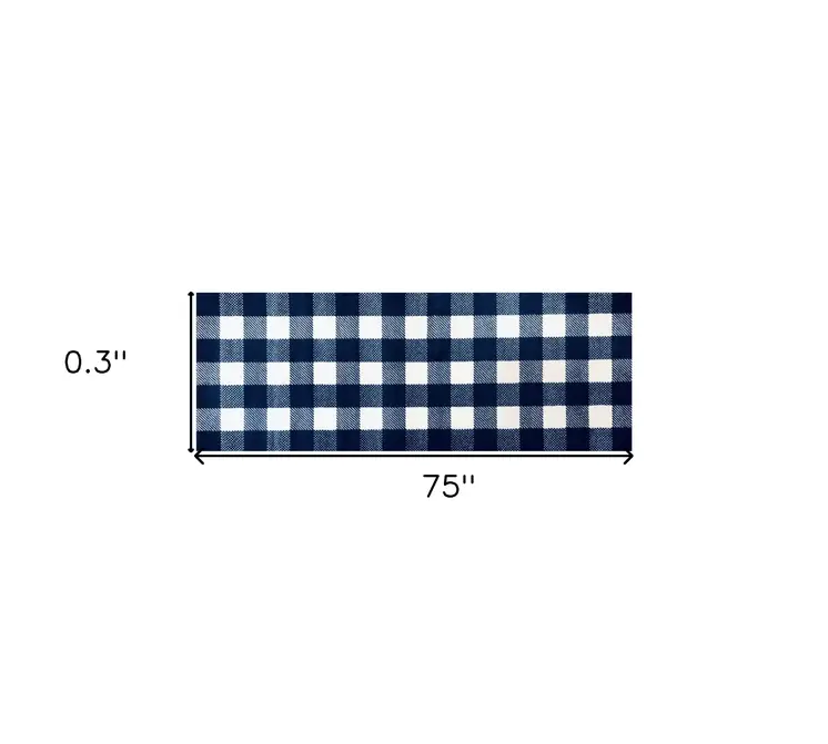 2' X 6' Navy and White Buffalo Plaid Washable Runner Rug