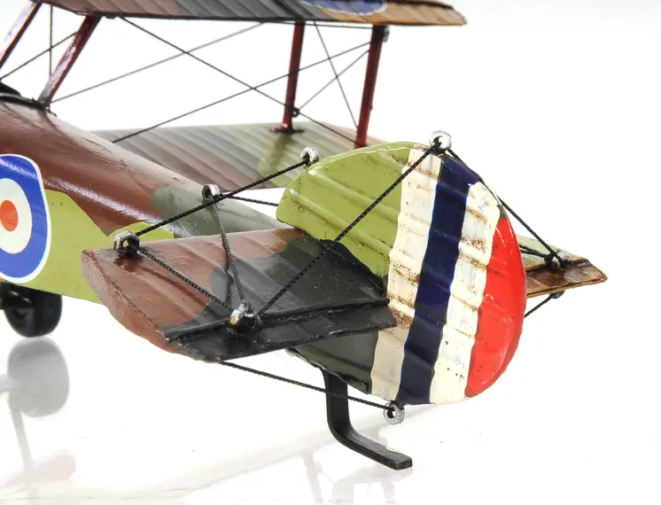7" Green Metal Hand Painted Model Airplane Tabletop Sculpture