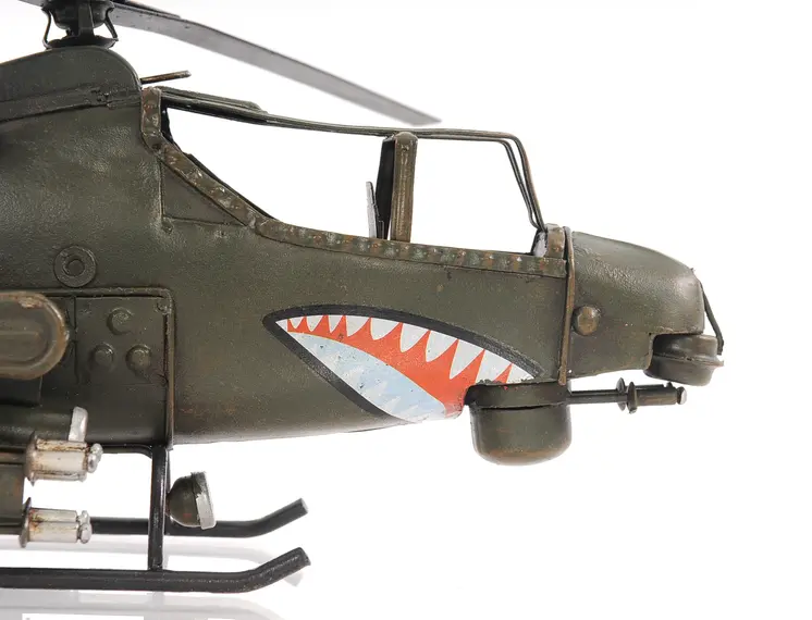 5" Green Metal Hand Painted Model Airplane Tabletop Sculpture