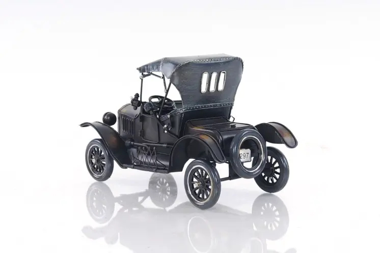 12" Black Metal c1908 Ford Model Car Tabletop Sculpture