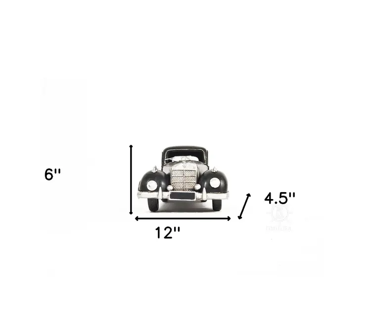 5" Gray Metal Hand Painted Model Car Tabletop Sculpture