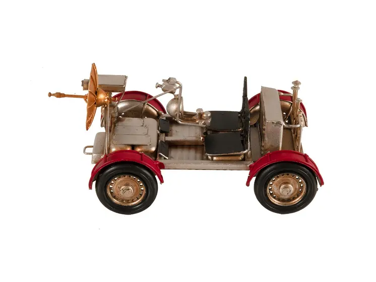 5" Red And Silver Metal Hand Painted Model Car Tabletop Sculpture