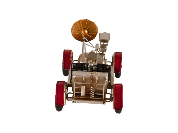 5" Red And Silver Metal Hand Painted Model Car Tabletop Sculpture