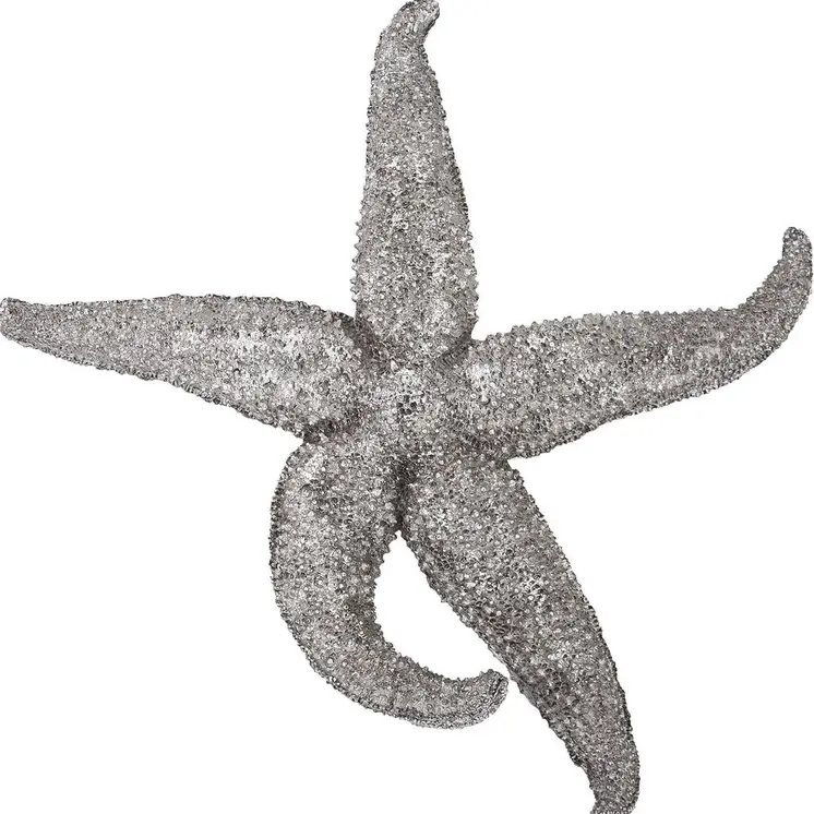 15" Antiqued Silver Resin Starfish Hanging Dimensional Sculpture