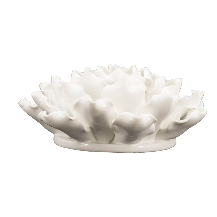 6" Off White Ceramic Flower Hanging Dimensional Sculpture
