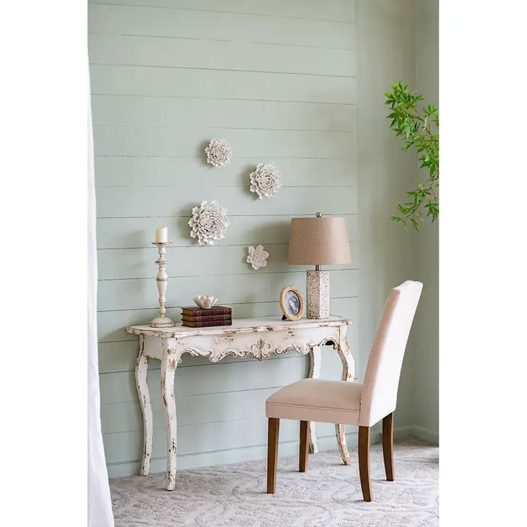 6" Off White Ceramic Flower Hanging Dimensional Sculpture