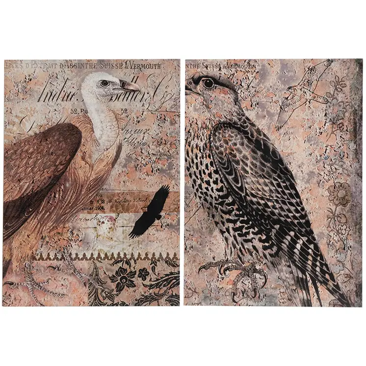 Set of Two Brown Wood Framed Art