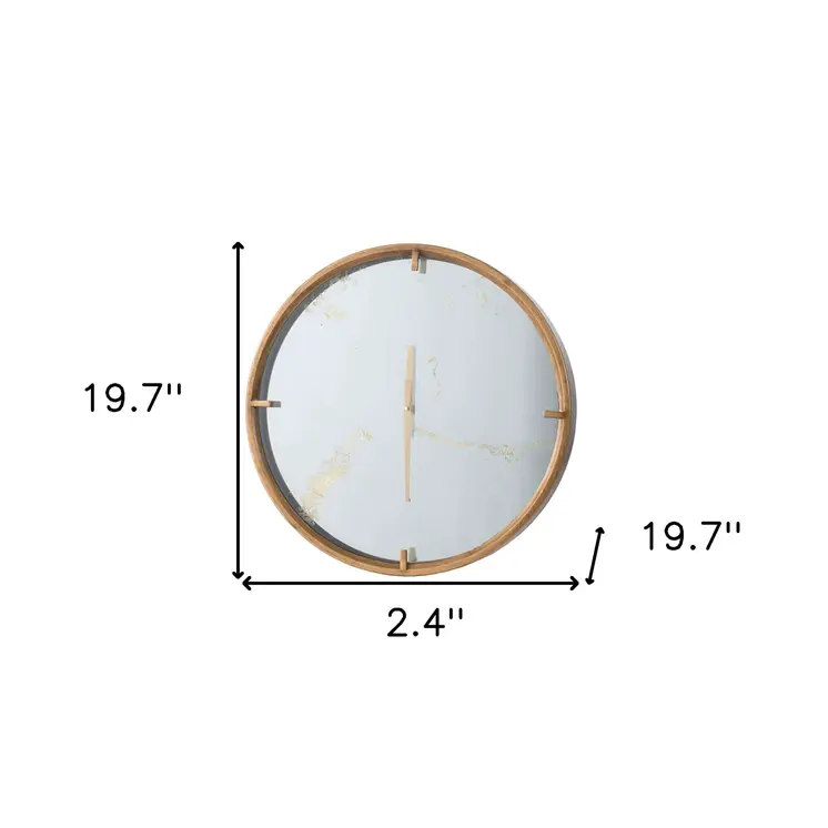 2" Round Gold Wood Analog Wall Clock