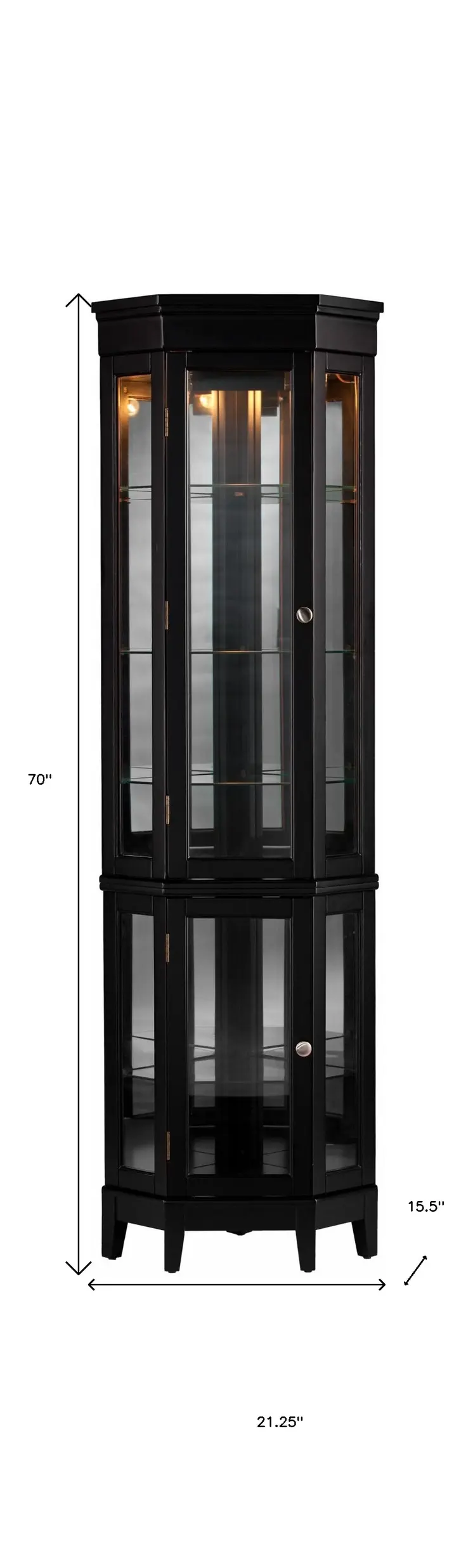 Elegant Black Lighted Curio Cabinet