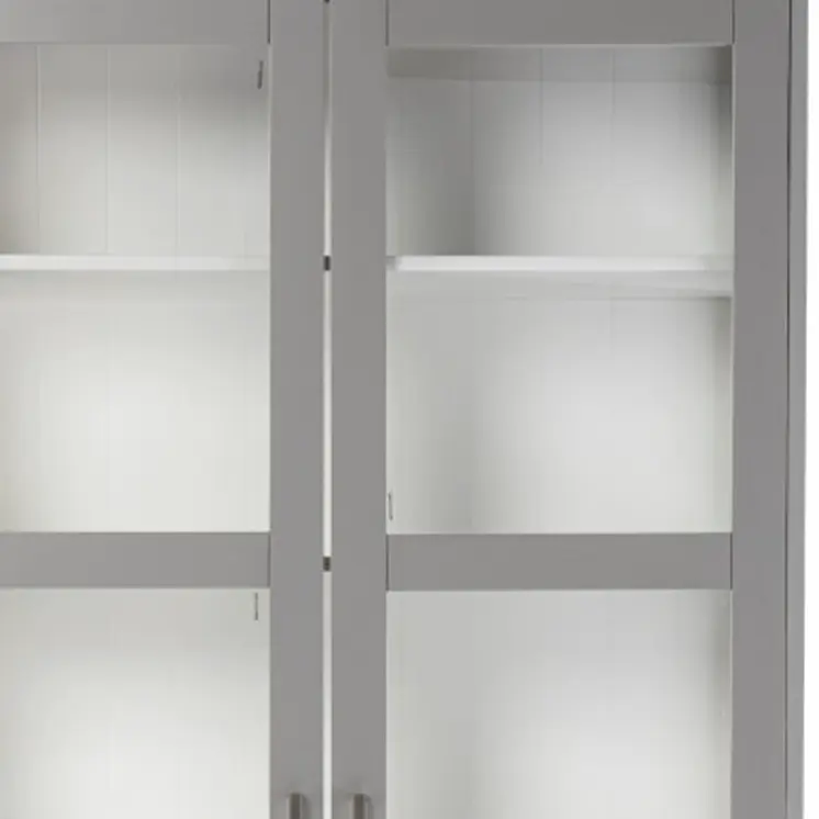 Gray Cornice Molding Double Door Curio Cabinet