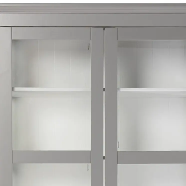 Gray Cornice Molding Double Door Curio Cabinet