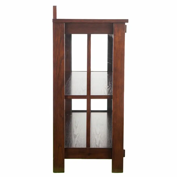 44" Brown Wood With Glass Sideboard with Two Doors