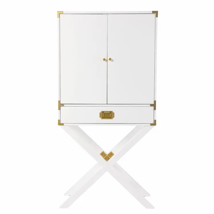 30" White Corner Display Stand With One Shelf And One Drawer