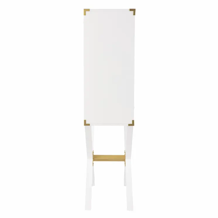 30" White Corner Display Stand With One Shelf And One Drawer