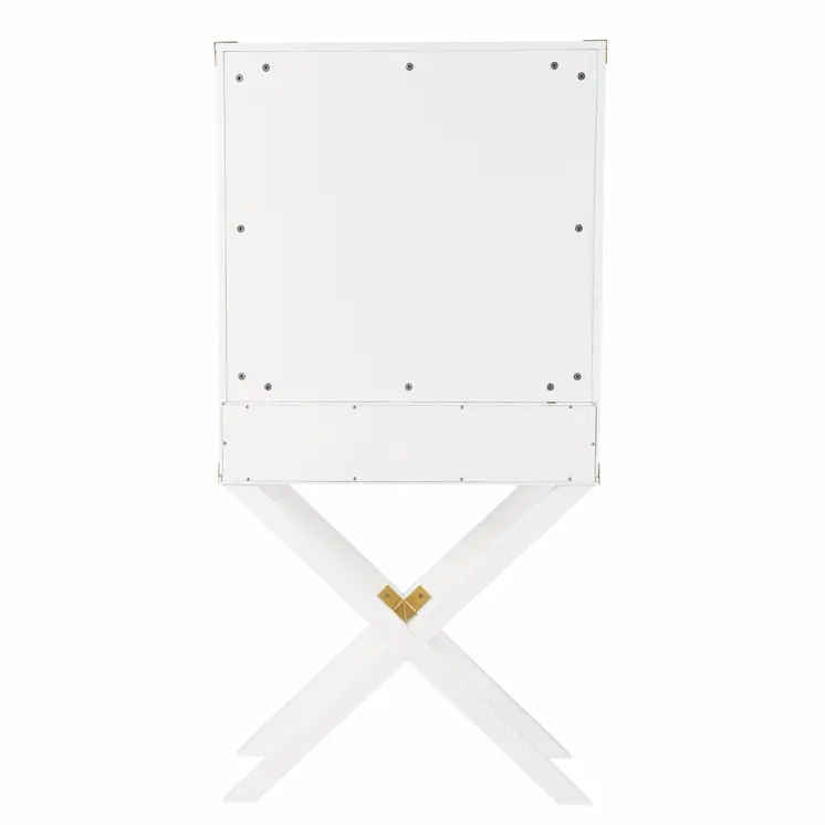 30" White Corner Display Stand With One Shelf And One Drawer
