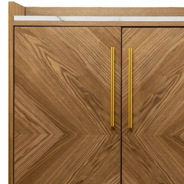 Retro Gold Natural and Faux Marble Wine Cabinet