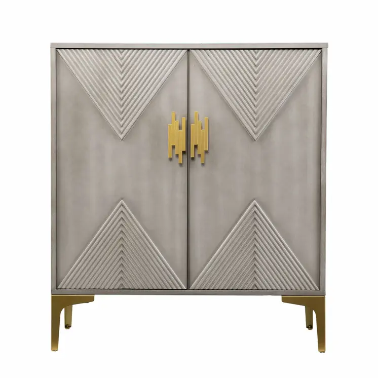 32" Gray Solid Wood Sideboard with Two Doors