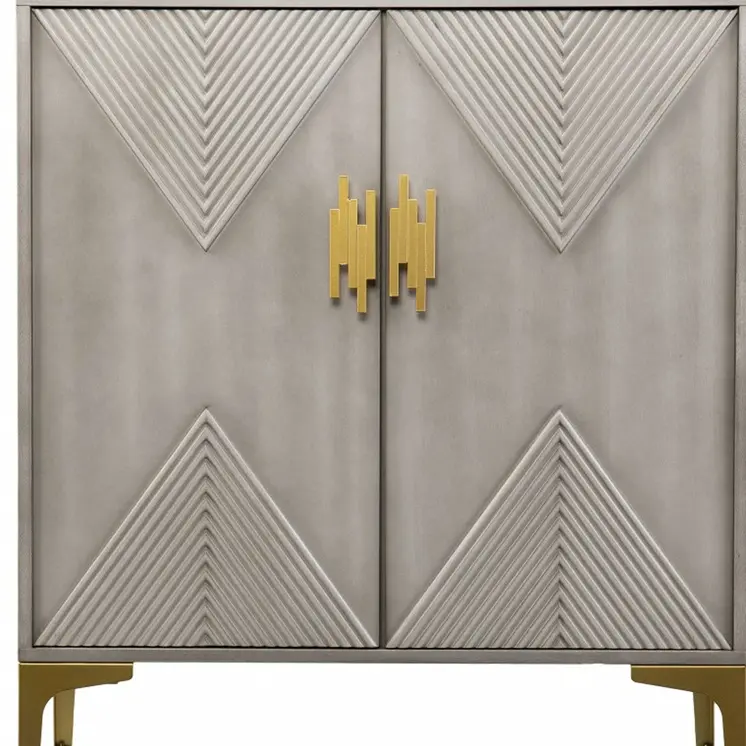 32" Gray Solid Wood Sideboard with Two Doors