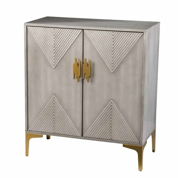 32" Gray Solid Wood Sideboard with Two Doors