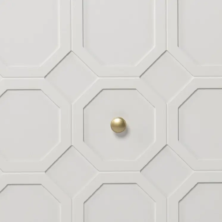 40" White Carved Geometric Sideboard with Two Doors
