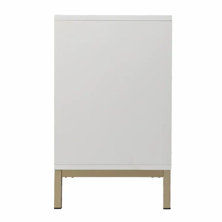 40" White Carved Geometric Sideboard with Two Doors