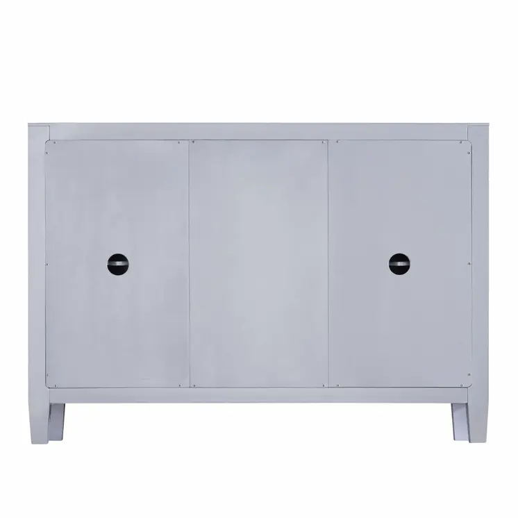 50" Silver Wood and Glass Three Drawer Credenza with Two Doors