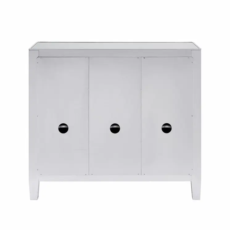 40" Silver Glass Three Drawer Sideboard with Three Doors