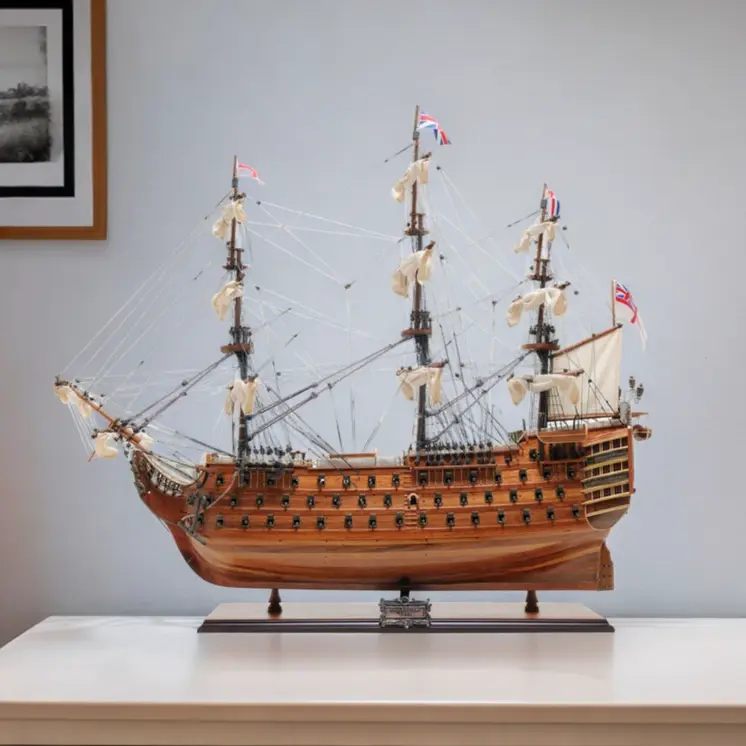 36" Wood Brown Solid Wood Hand Painted HMS Victory Exclusive Edition Model Boat