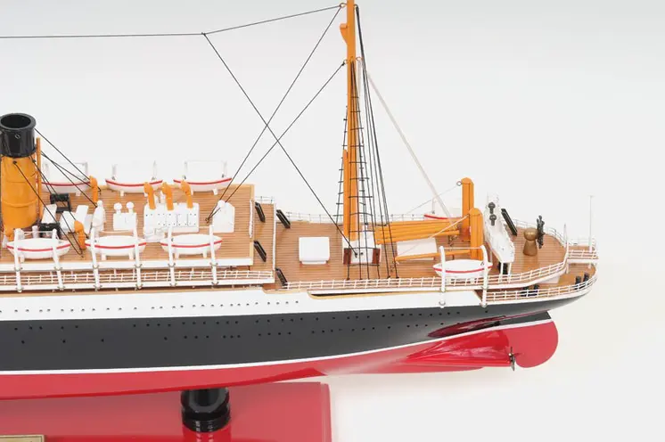 13" Black and Red Solid Wood Hand Painted RMS Empress of Ireland Model Boat