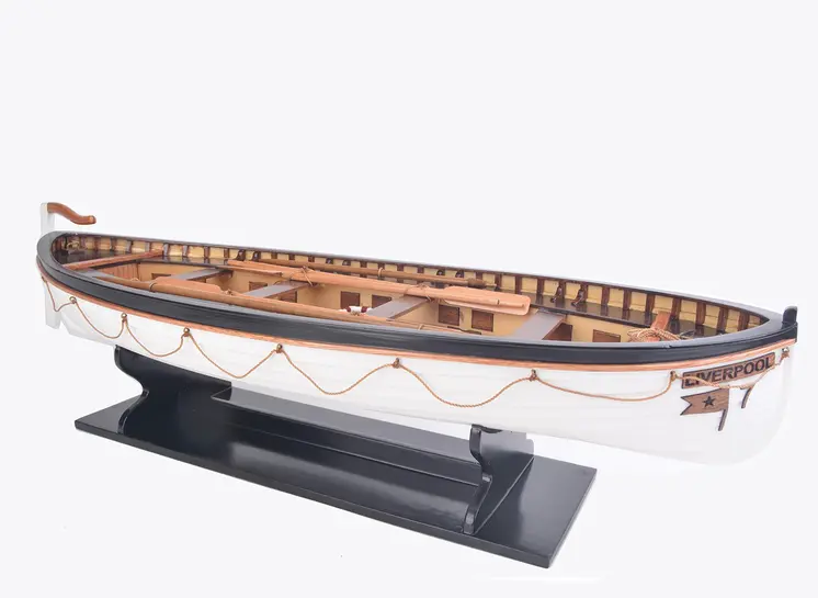 6" Brown and White Solid Wood Hand Painted RMS Titanic Lifeboat No.7 Model Boat