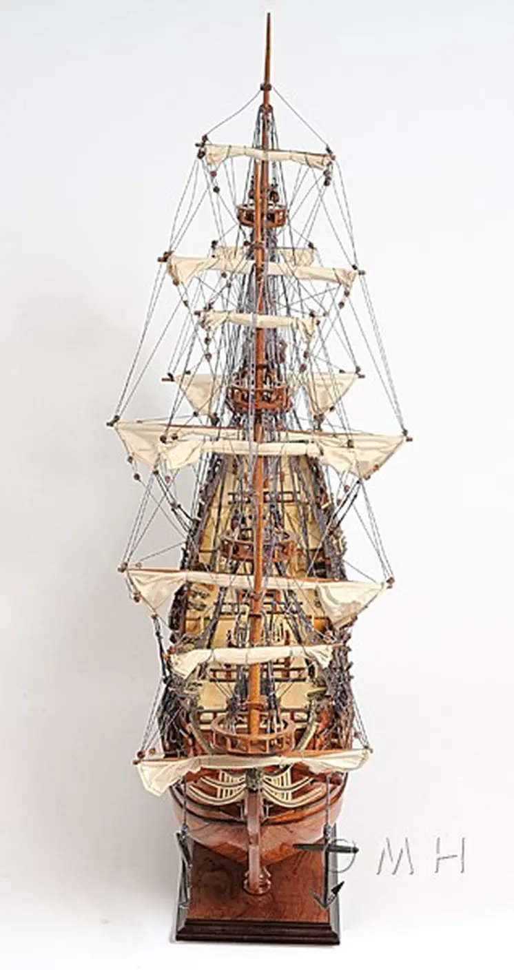 32" Wood Brown Solid Wood Hand Painted c1665 Zeven Provincien Model Boat