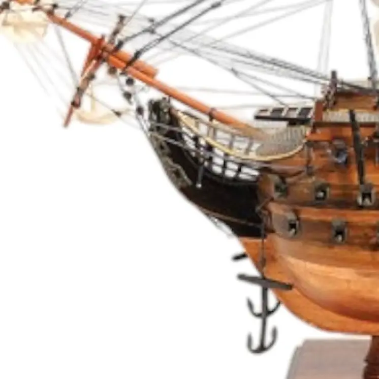 32" Wood Brown Solid Wood Hand Painted HMS Victory Copper Bottom Model Boat