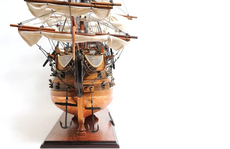 32" Wood Brown Solid Wood Hand Painted HMS Victory Copper Bottom Model Boat