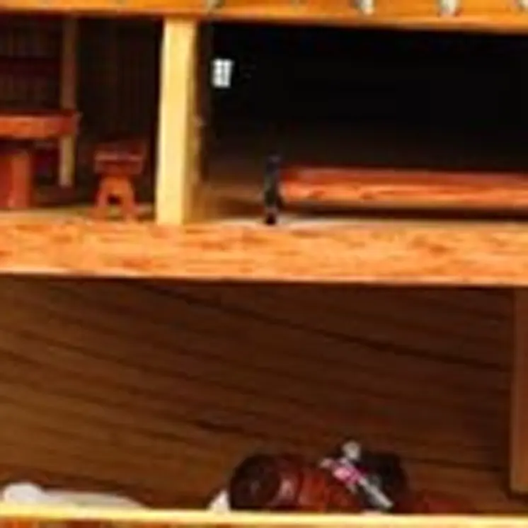 34" Wood Brown Solid Wood Hand Painted HMS Endeavour 1768 Open Hull Model Boat