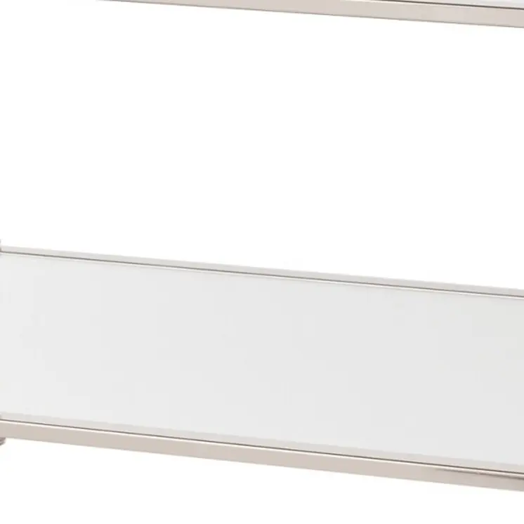 43" Silver Mirrored And Metal Rectangular Mirrored Coffee Table