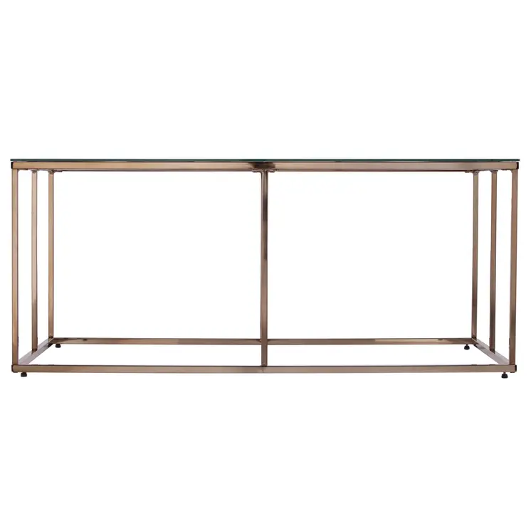 42" Clear and Champagne Glass and Metal Coffee Table