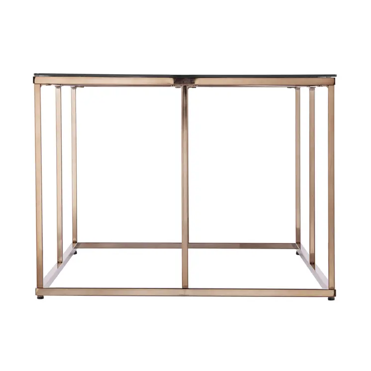 42" Clear and Champagne Glass and Metal Coffee Table