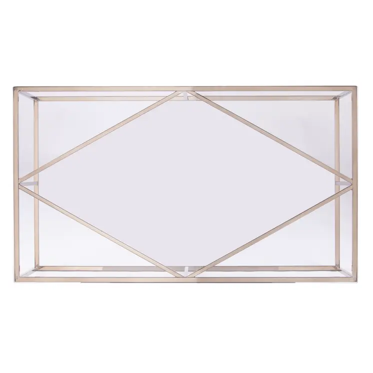 42" Clear and Champagne Glass and Metal Coffee Table