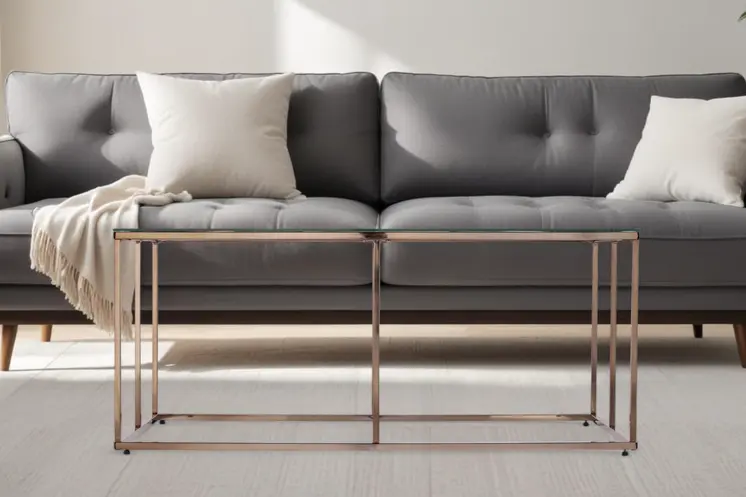 42" Clear and Champagne Glass and Metal Coffee Table