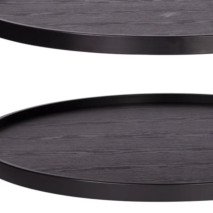 33" Black Manufactured Wood And Metal Round Coffee Table