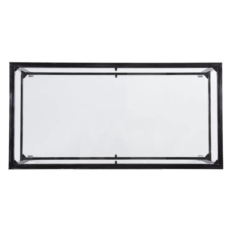 48" Black Glass And Metal Rectangular Coffee Table
