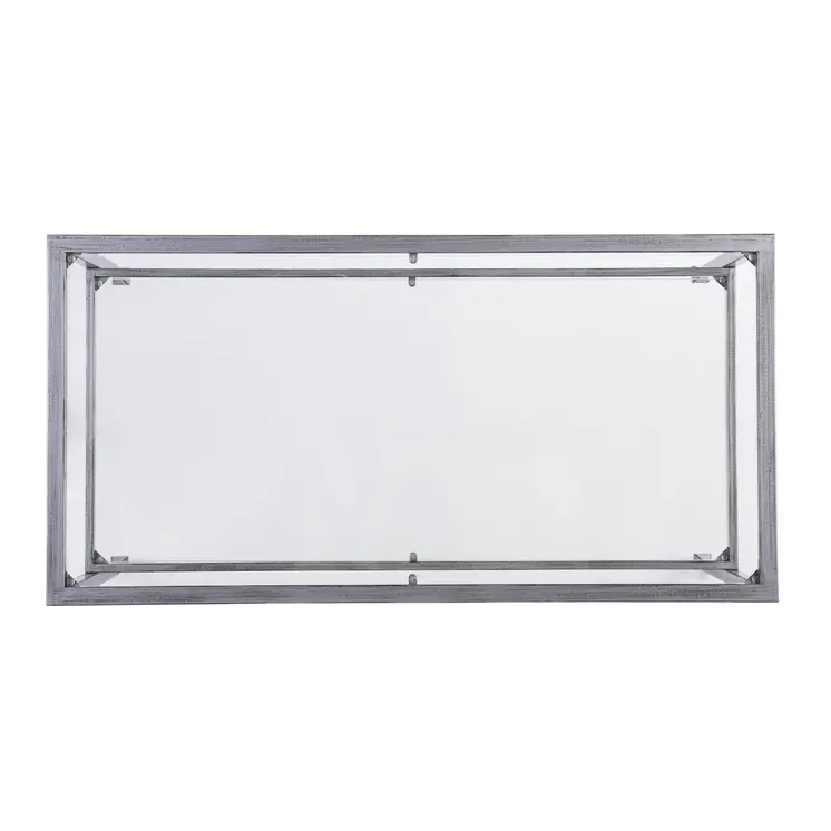 48" Silver Glass And Metal Rectangular Coffee Table