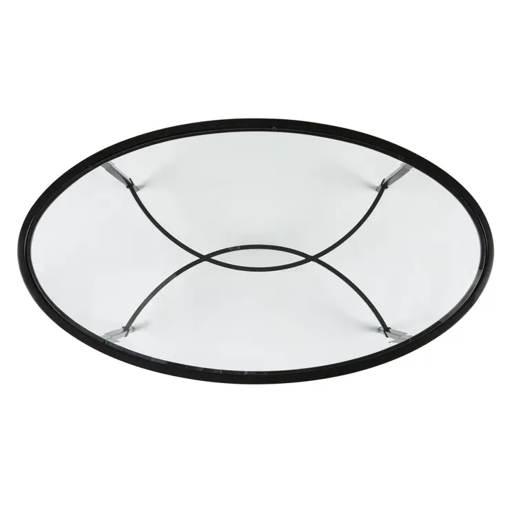 45" Clear and Black Glass and Metal Oval Coffee Table