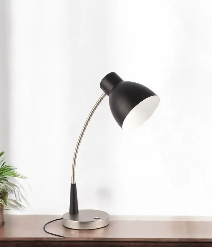 Black Matte and Silver LED Adjustable Desk Lamp