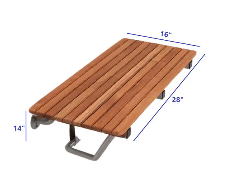28" Brown Premium Wall Mount Teak Shower Bench