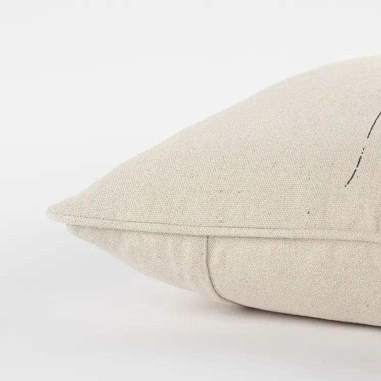 Gray and Cream Canvas Gather Decorative Throw Pillow