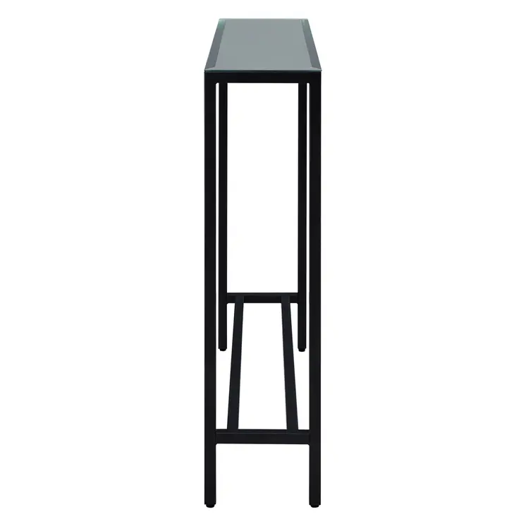 36" Black Mirrored Glass Console Table