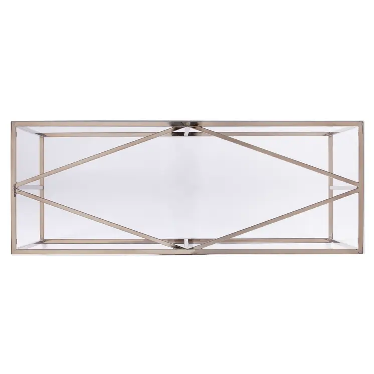 42" Clear and Gold Glass Frame Console Table