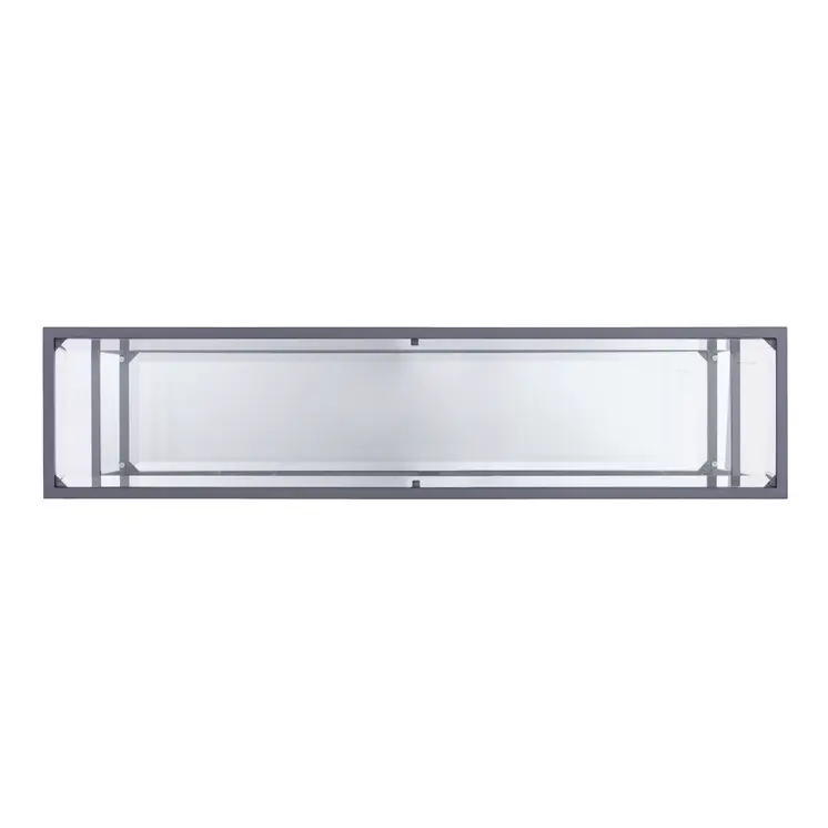 52" Clear and Silver Glass Sled Console Table With Shelves